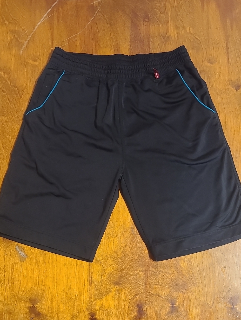 Men's Black Athletic Shorts with Blue Accent Trim
